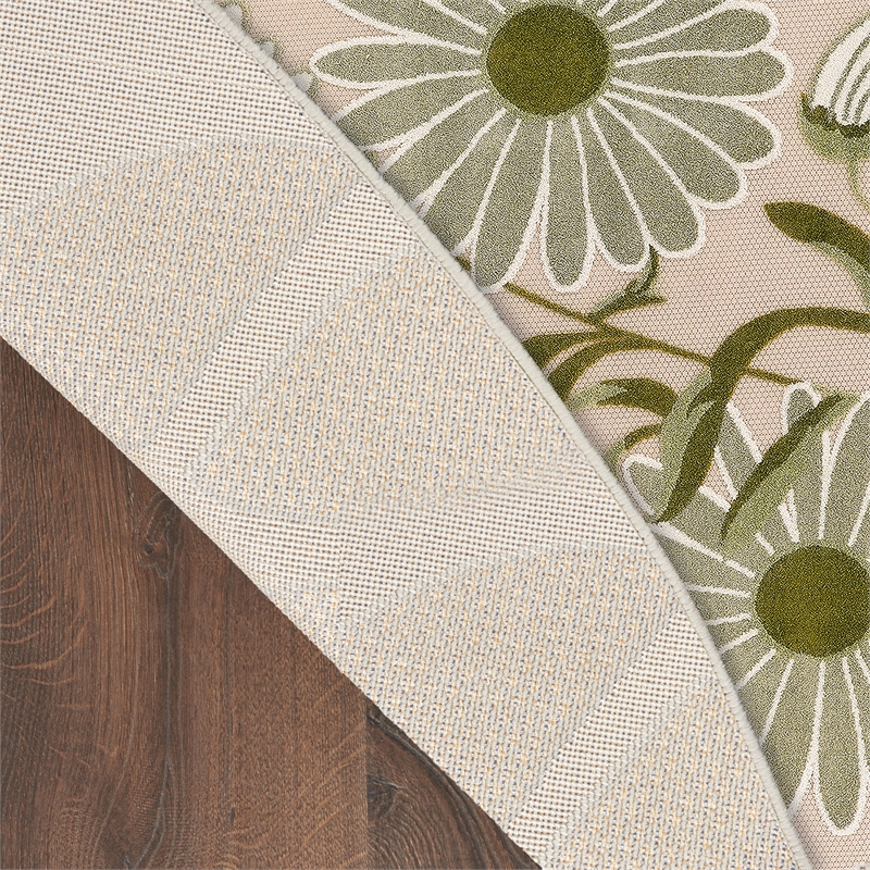 Nourison Aloha 5' x Round Ivory Green Fabric Outdoor Area Rug (5' Round)
