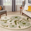 Nourison Aloha 5' x Round Ivory Green Fabric Outdoor Area Rug (5' Round)