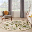 Nourison Aloha 5' x Round Ivory Green Fabric Outdoor Area Rug (5' Round)