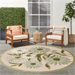 Nourison Aloha 5' x Round Ivory Green Fabric Outdoor Area Rug (5' Round)