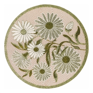 Nourison Aloha 5' x Round Ivory Green Fabric Outdoor Area Rug (5' Round)
