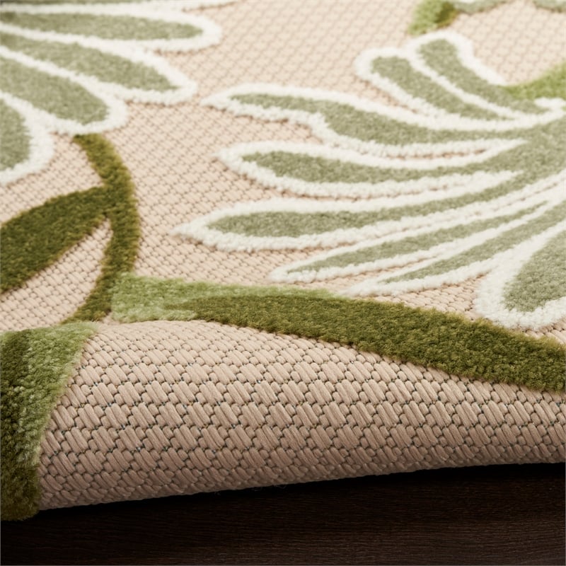 Nourison Aloha 6' x 9' Ivory Green Fabric Outdoor Area Rug (6' x 9')