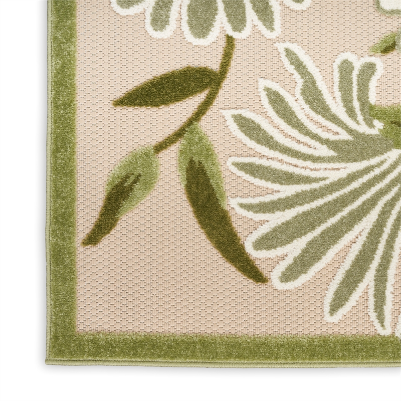 Nourison Aloha 6' x 9' Ivory Green Fabric Outdoor Area Rug (6' x 9')