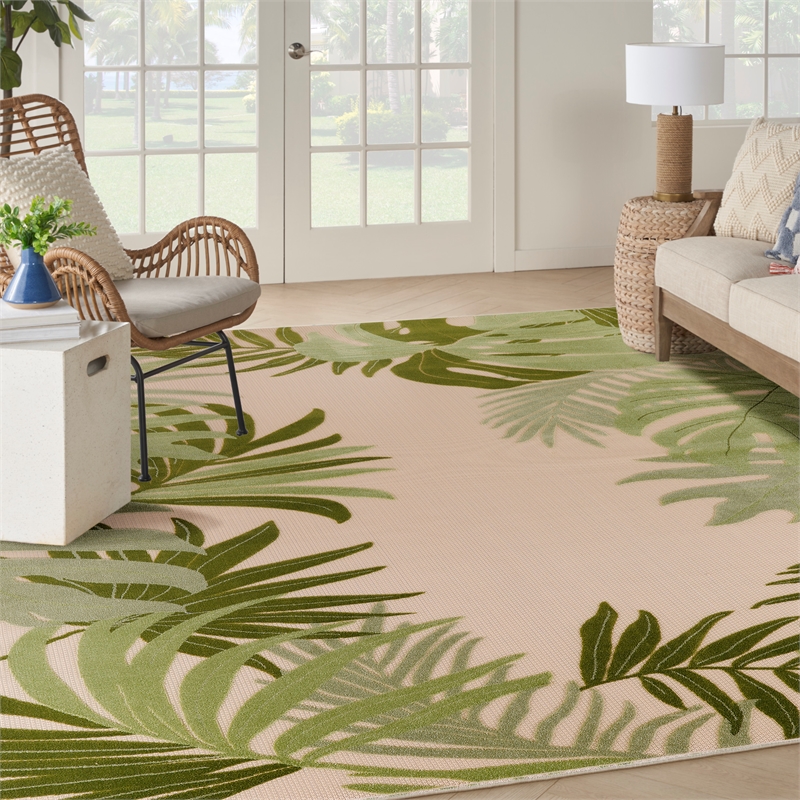 Nourison Home Aloha 10' x 14' Fabric Ivory Green Area Rug