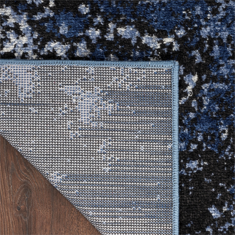 Nourison Passion 6' x 9' Light Blue Black Fabric Modern Area Rug (6' x 9')