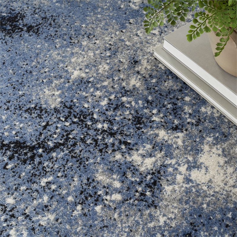 Nourison Passion 6' x 9' Light Blue Black Fabric Modern Area Rug (6' x 9')