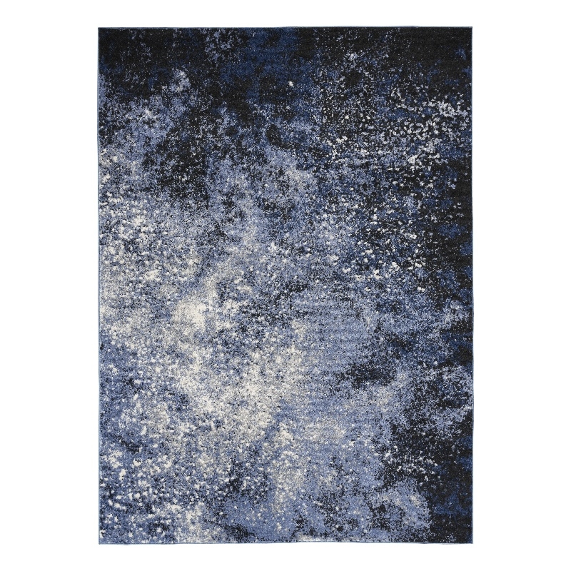 Nourison Passion 4' x 6' Light Blue Black Fabric Modern Area Rug (4' x 6')