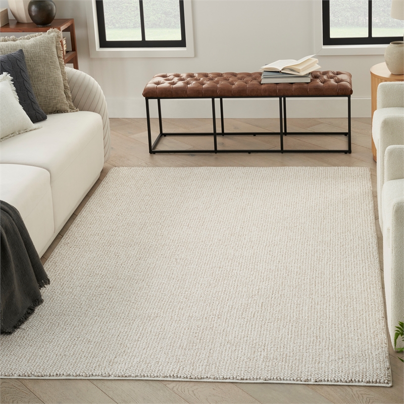 Nourison Home Textured Home 9' x 12' Ivory Beige   Area Rug