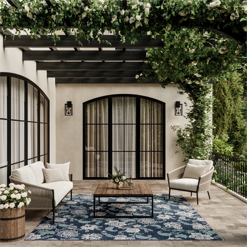 Nourison Home Garden Oasis  9' x 12' Navy   Area Rug