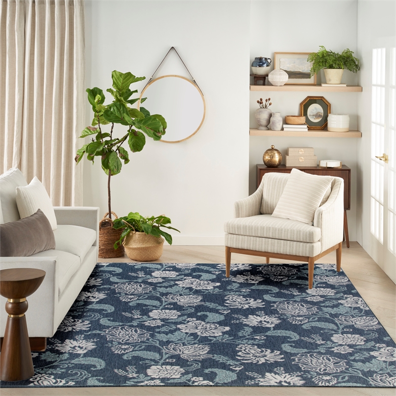 Nourison Home Garden Oasis  9' x 12' Navy   Area Rug