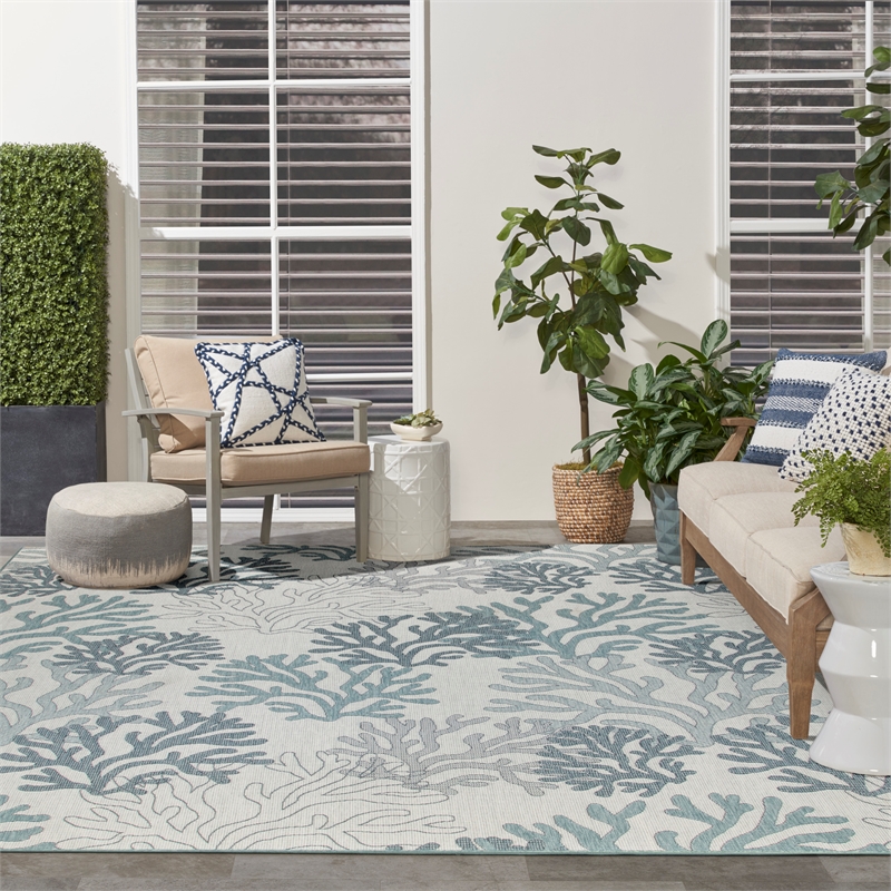 Nourison Home Garden Oasis  8' x 10' Blue   Area Rug