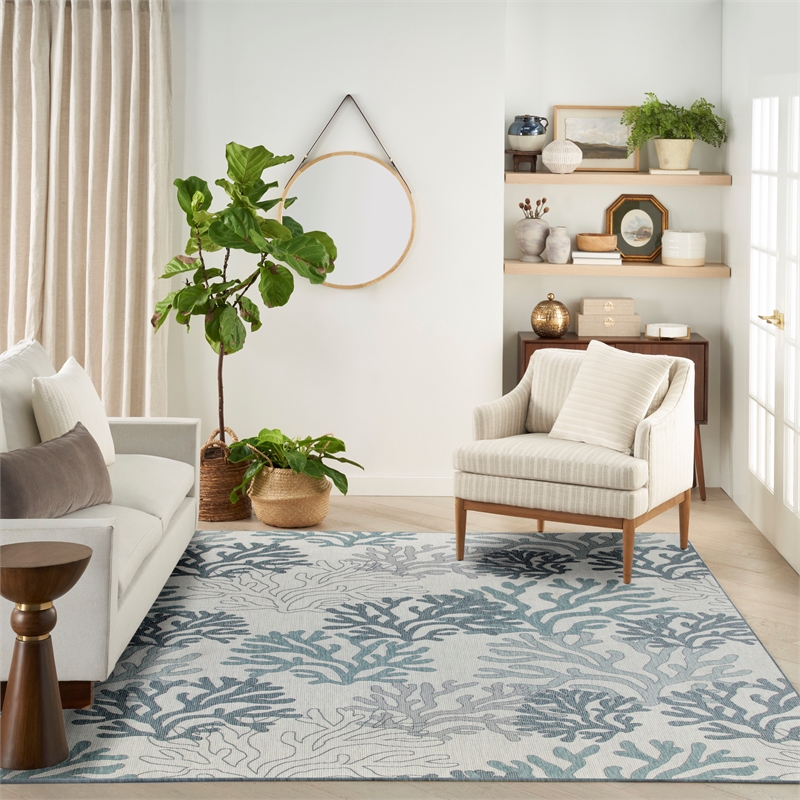 Nourison Home Garden Oasis  8' x 10' Blue   Area Rug