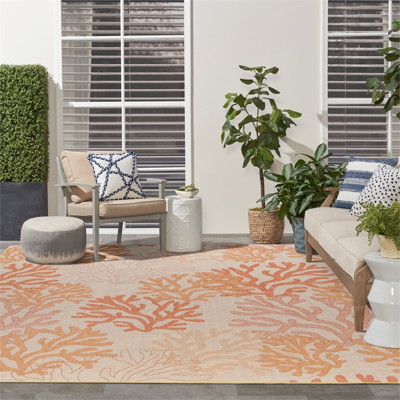 Nourison Home Garden Oasis  9' x 12' Coral   Area Rug