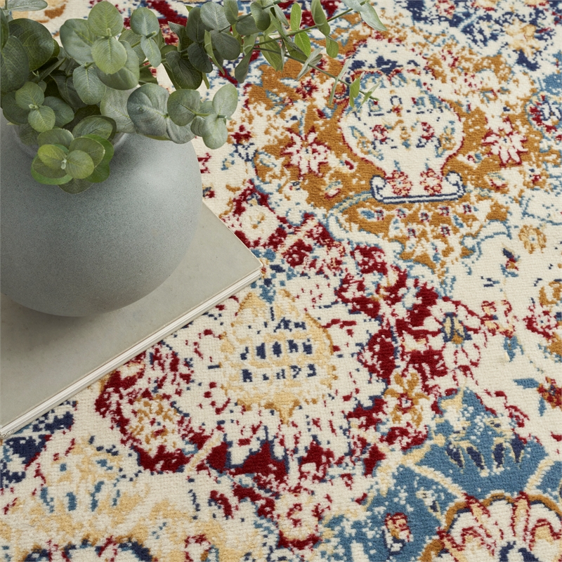 Nourison Grafix 9' x 12' Blue Multicolor Fabric Traditional Area Rug