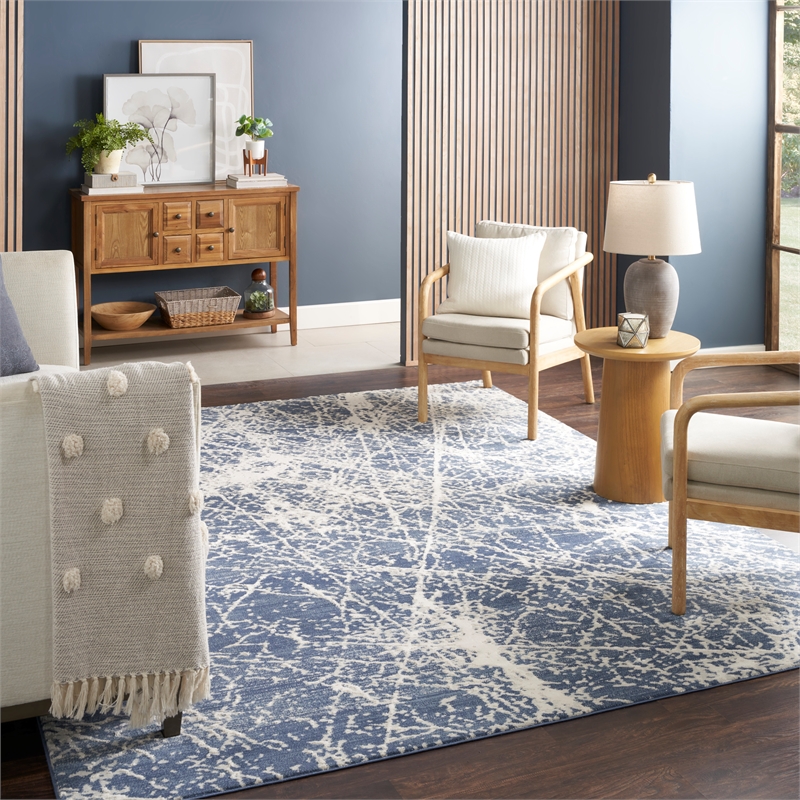 Nourison Splendid 8' x 10' Navy Ivory Fabric Contemporary Area Rug