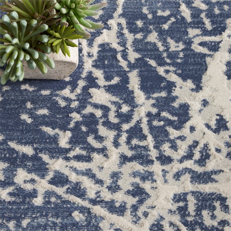 Nourison Splendid 8' x 10' Navy Ivory Fabric Contemporary Area Rug