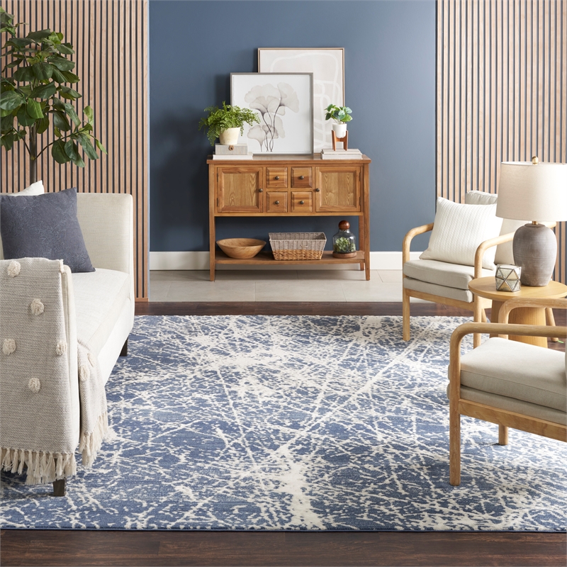 Nourison Splendid 8' x 10' Navy Ivory Fabric Contemporary Area Rug