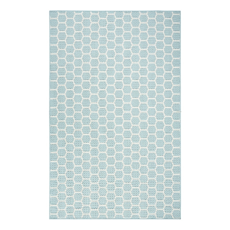 Nourison Reversible Indoor Outdoor 4' x 6' Aqua Fabric Contemporary Area Rug