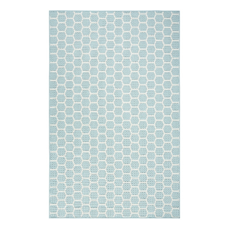 Nourison Reversible Indoor Outdoor 6' x 9' Aqua Fabric Contemporary Area Rug