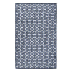 Nourison Reversible Indoor Outdoor 5' x 7' Blue Fabric Contemporary Area Rug