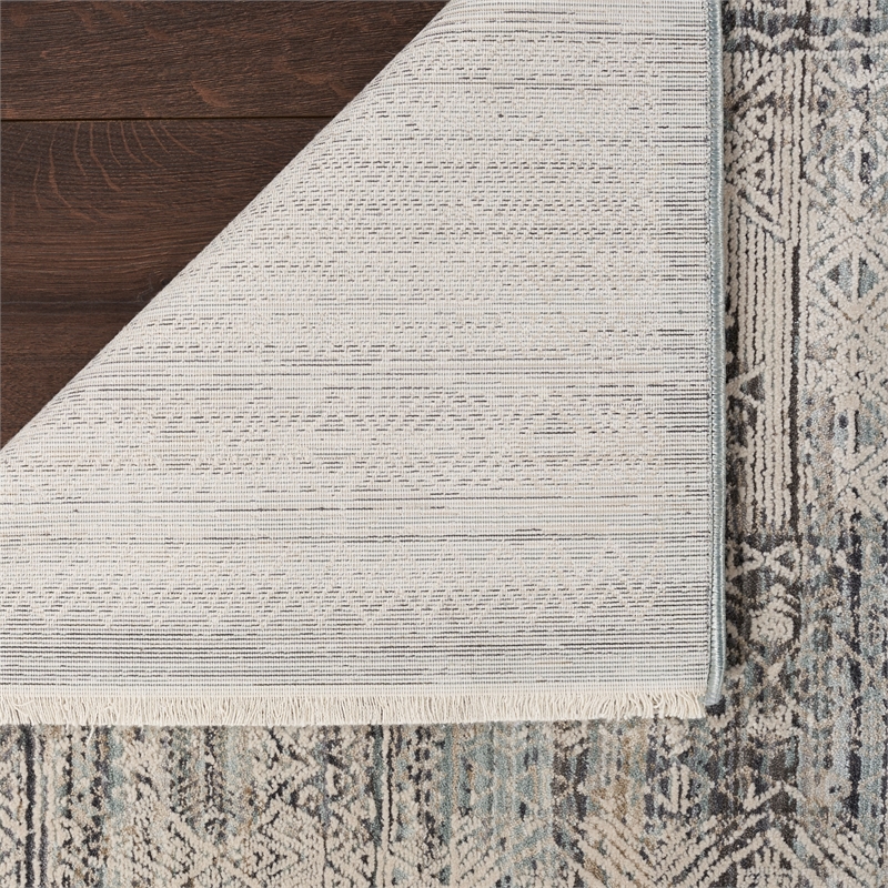 Nourison Nyle 9' x 11' Ivory Blue Fabric Transitional Area Rug