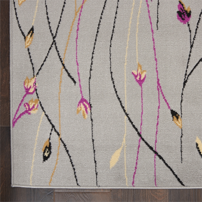 Nourison Grafix 9' x 12' Gray Fabric Contemporary Area Rug