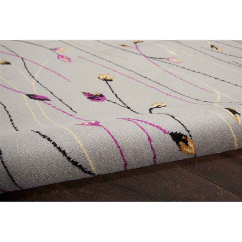 Nourison Grafix 9' x 12' Gray Fabric Contemporary Area Rug