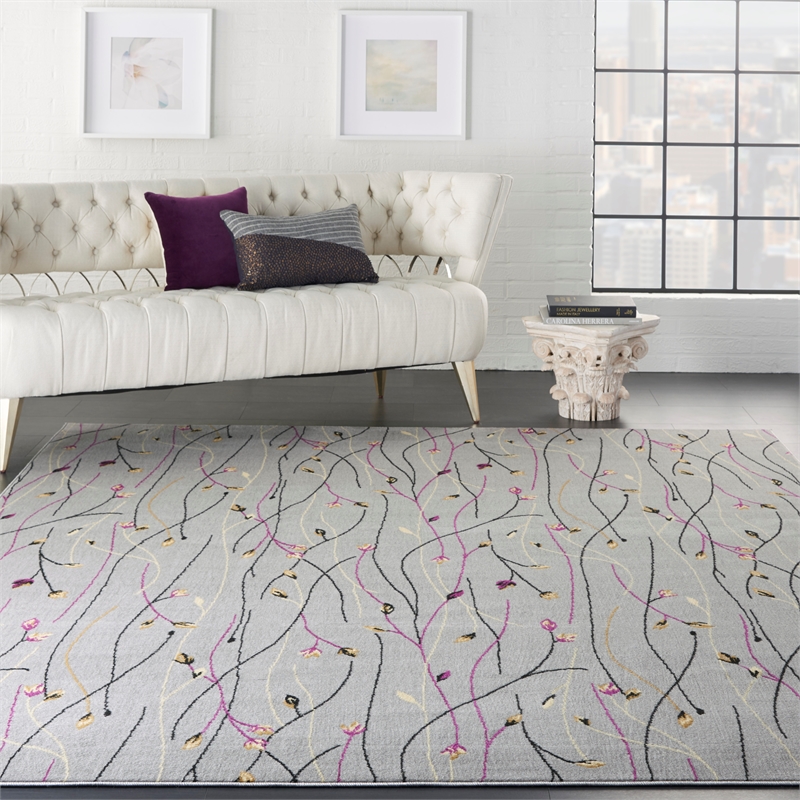 Nourison Grafix 9' x 12' Gray Fabric Contemporary Area Rug