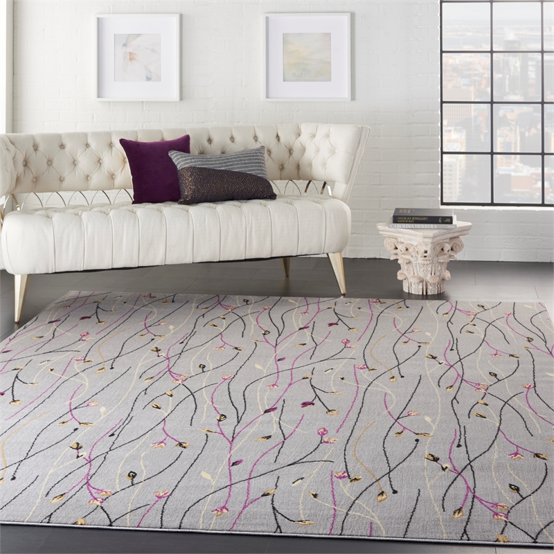 Nourison Grafix 9' x 12' Gray Fabric Contemporary Area Rug