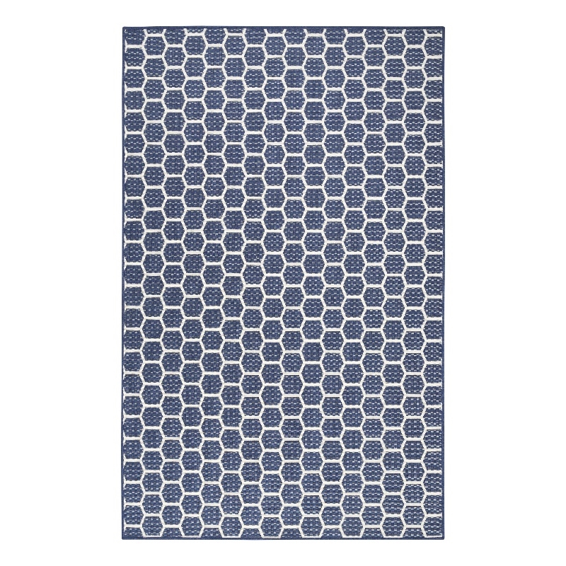 Nourison Reversible Indoor Outdoor 4' x 6' Navy Fabric Contemporary Area Rug