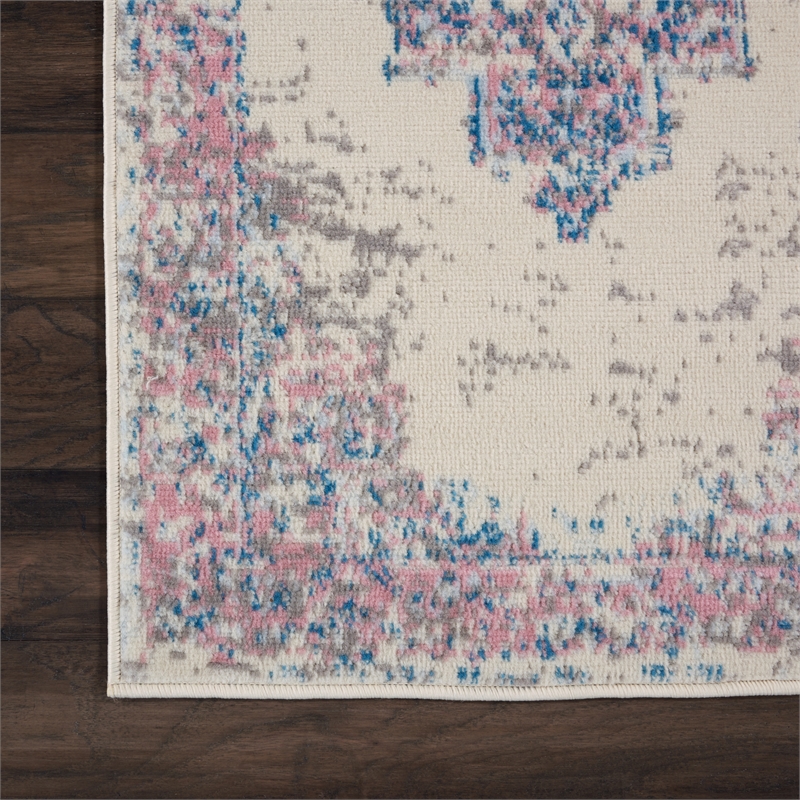 Nourison Grafix 6' Runner Pink Fabric Transitional Area Rug