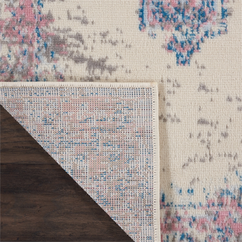 Nourison Grafix 6' Runner Pink Fabric Transitional Area Rug