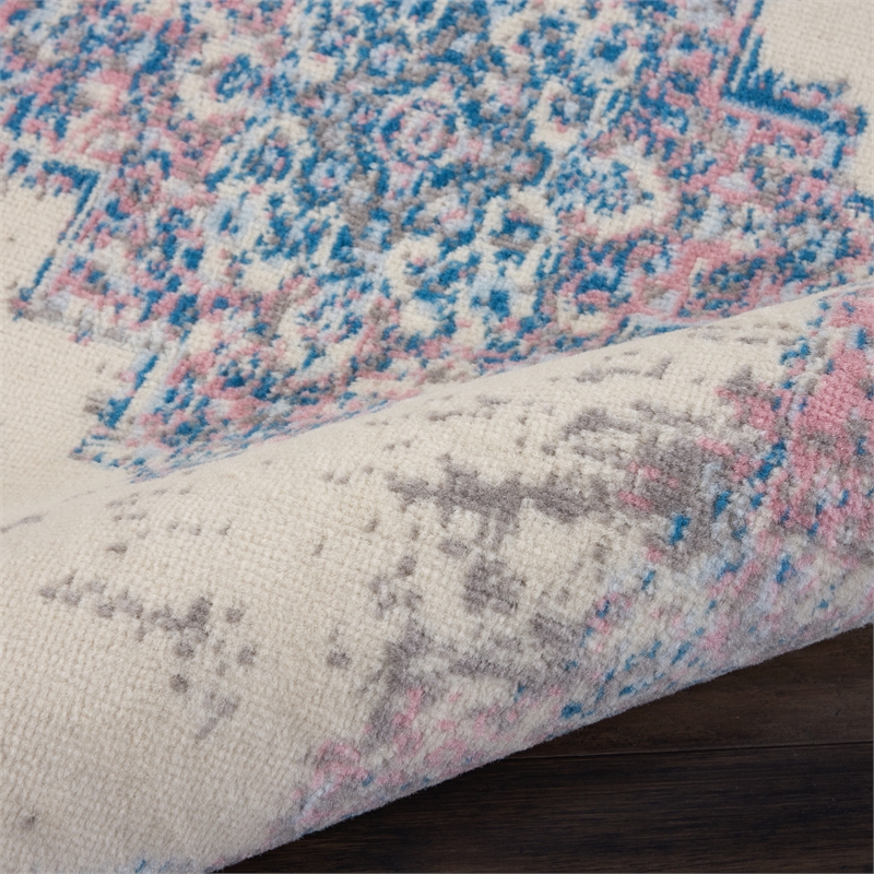 Nourison Grafix 6' Runner Pink Fabric Transitional Area Rug