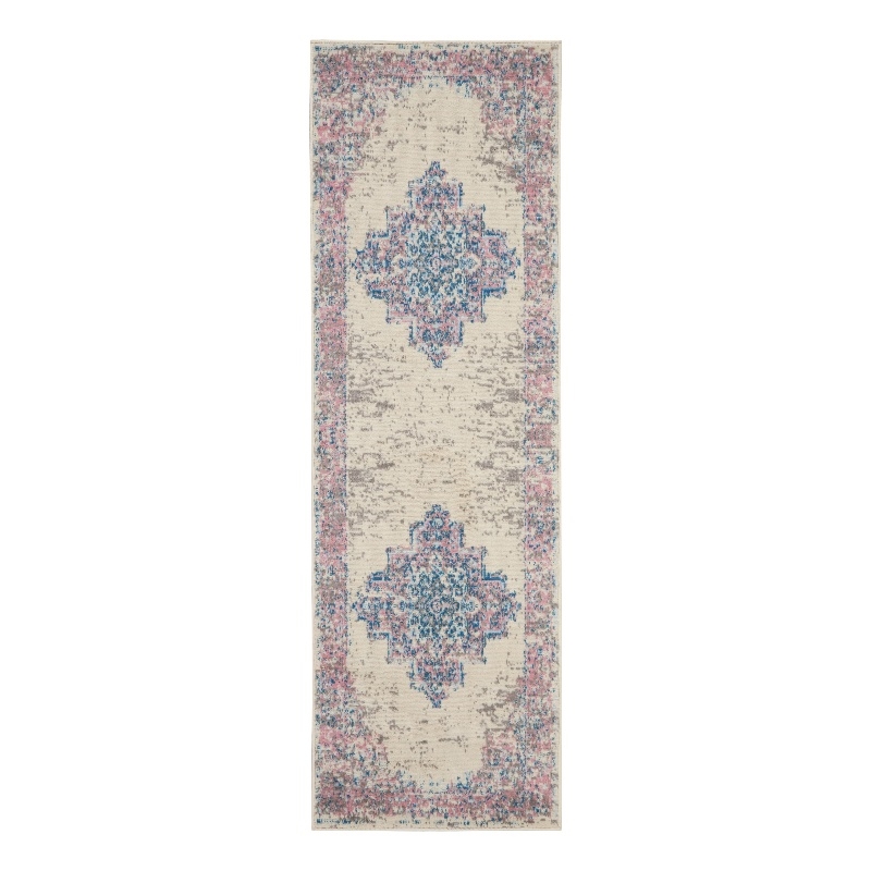 Nourison Grafix 6' Runner Pink Fabric Transitional Area Rug