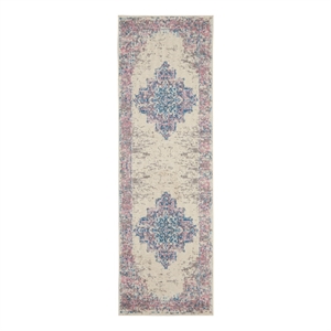 Nourison Grafix 6' Runner Pink Fabric Transitional Area Rug