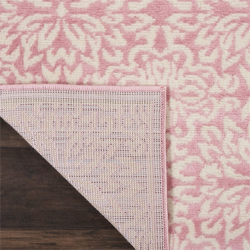 Nourison Jubilant 6' Runner Ivory Pink Fabric Transitional Area Rug