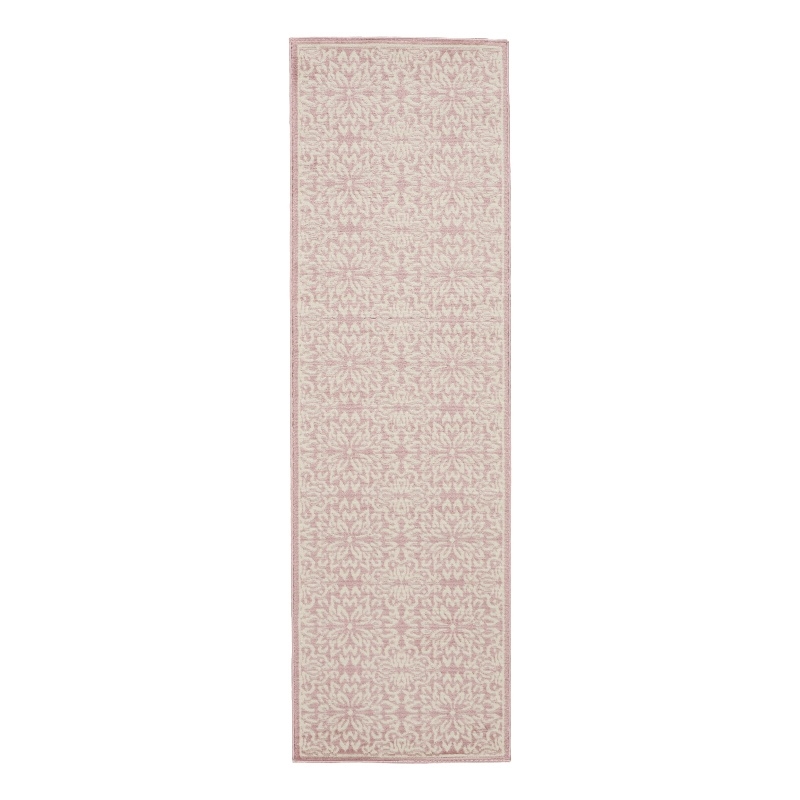Nourison Jubilant 6' Runner Ivory Pink Fabric Transitional Area Rug