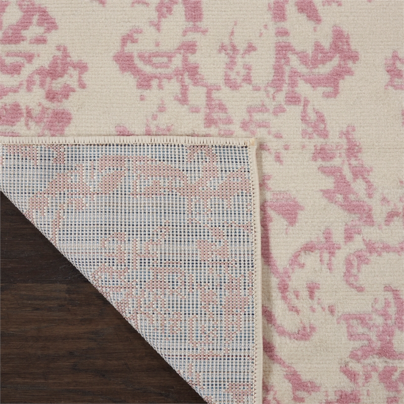 Nourison Jubilant 6' Runner Ivory Pink Fabric Transitional Area Rug