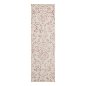 Nourison Jubilant 6' Runner Ivory Pink Fabric Transitional Area Rug