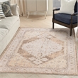 Nourison Astra Machine Washable Center medallion Beige Fabric Area Rug (4' x 6')