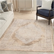 Nourison Astra Machine Washable Center medallion Beige Fabric Area Rug (4' x 6')