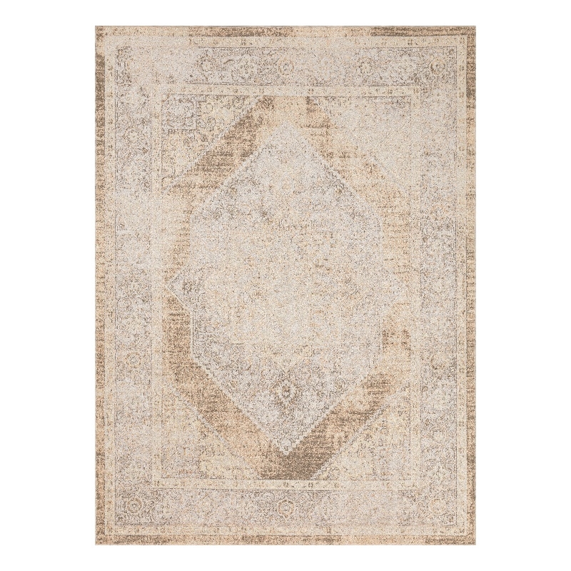 Nourison Astra Machine Washable Center medallion Beige Fabric Area Rug (4' x 6')