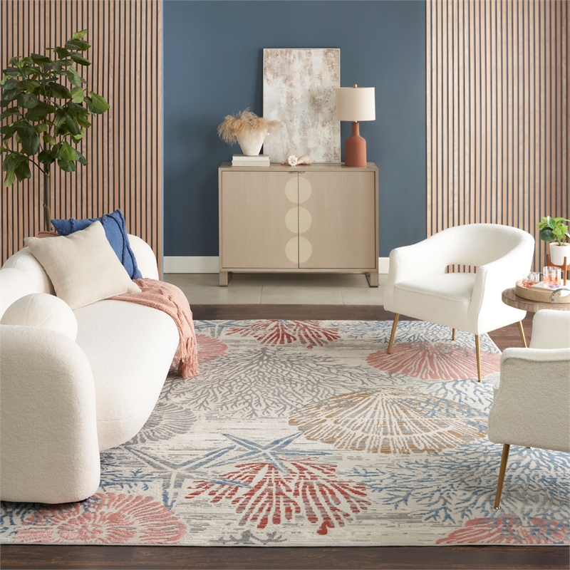 Nourison Pompeii Nature-inspired Multicolor Fabric Area Rug (8' x 10')