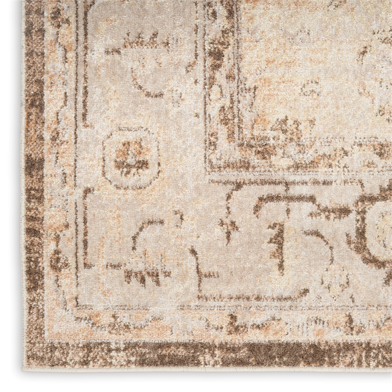 Nourison Astra Machine Washable Center medallion Beige  Area Rug (10' Runner)