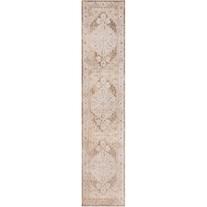Nourison Astra Machine Washable Center medallion Beige  Area Rug (10' Runner)