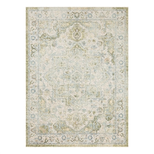 Nourison Astra Machine Washable Center medallion Blue Green  Area Rug (4' x 6')