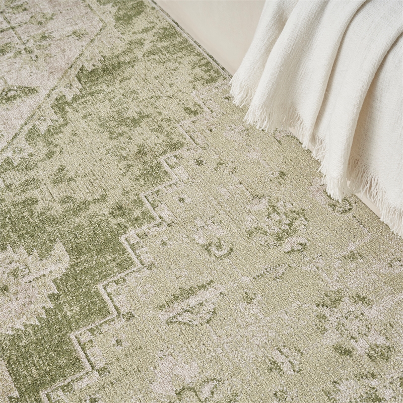 Nourison Astra Machine Washable 4' x 6' Polyester Indoor Rug in Ivory Green