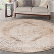 Nourison Astra Machine Washable Center medallion Beige  Area Rug (5' Round)