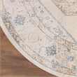 Nourison Astra Machine Washable Center medallion Ivory Blue  Area Rug (5' Round)