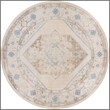 Nourison Astra Machine Washable Center medallion Ivory Blue  Area Rug (5' Round)